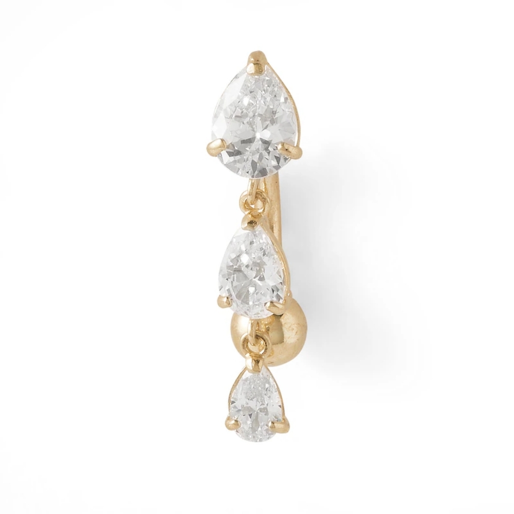 Gold Teardrop Cubic Zirconia Dangle Earring - Clear/Gold